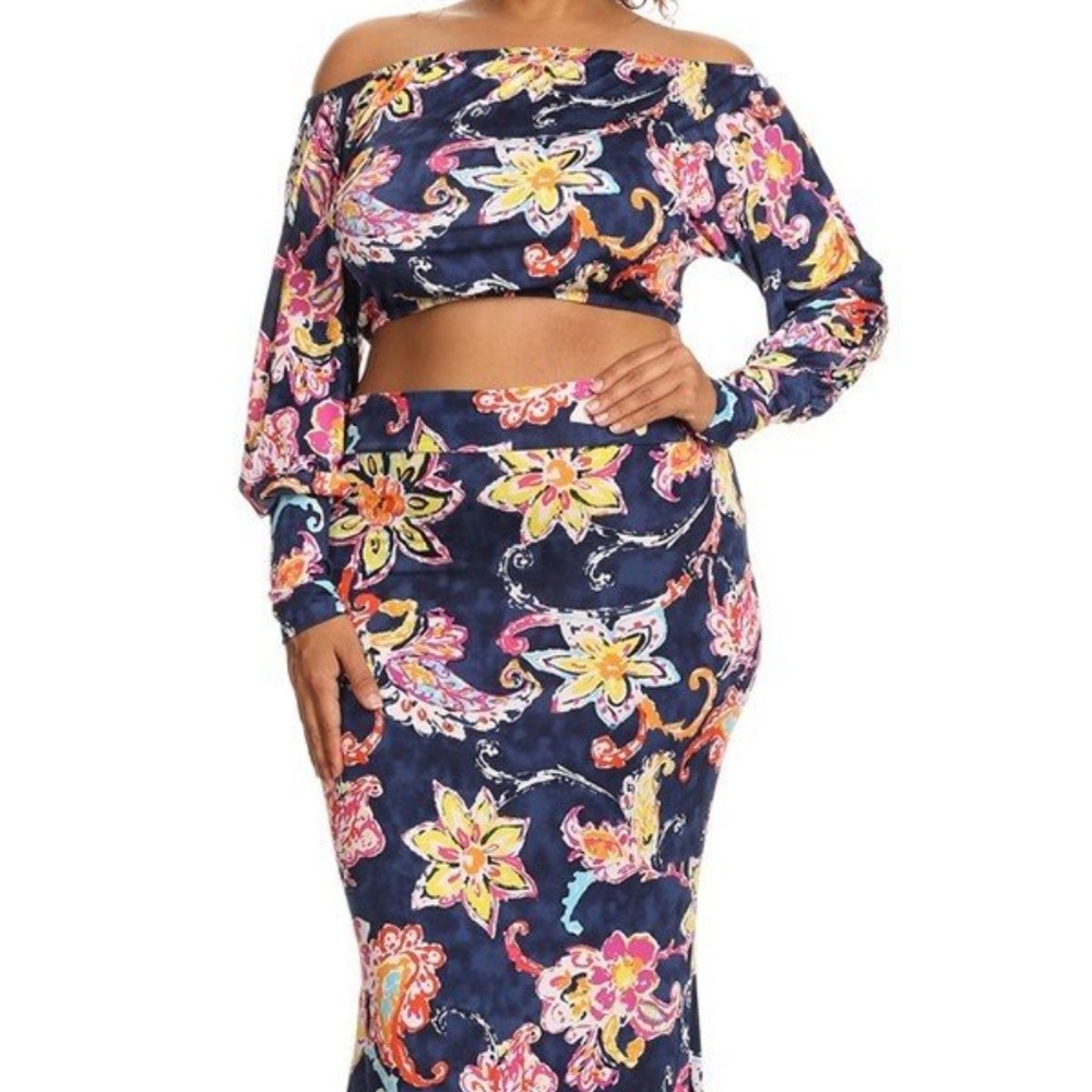 Gorgeous plussize Blue 2 piece Maxi skirt se New